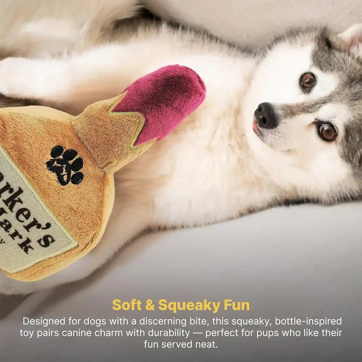 Squeaky Bottle Plush Dog Toy for Interactive Play