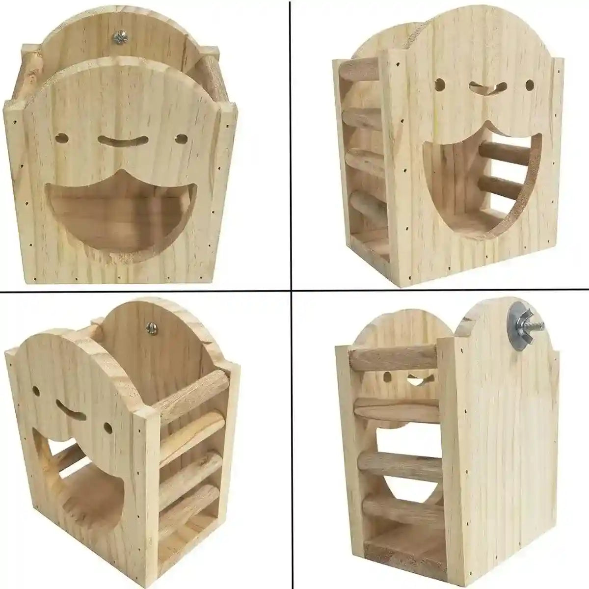 Natural Wooden Hay Feeder for Rabbits Bunny Grass Rack Box