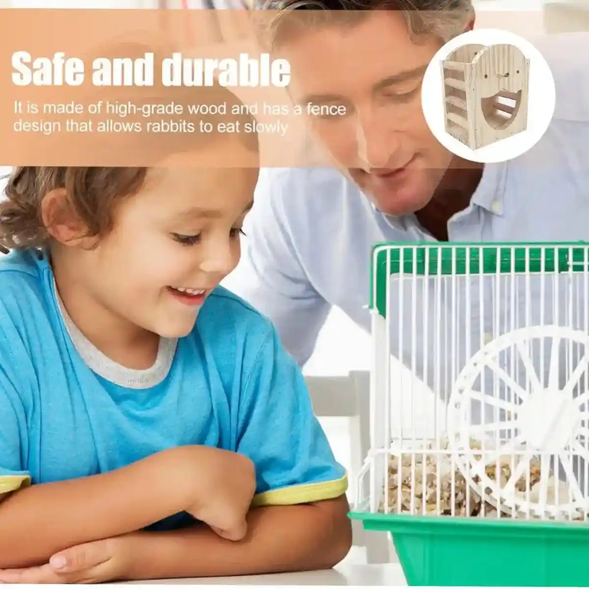 Natural Wooden Hay Feeder for Rabbits Bunny Grass Rack Box