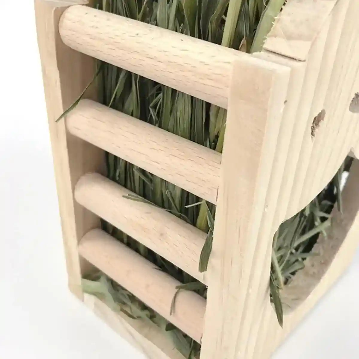 Natural Wooden Hay Feeder for Rabbits Bunny Grass Rack Box