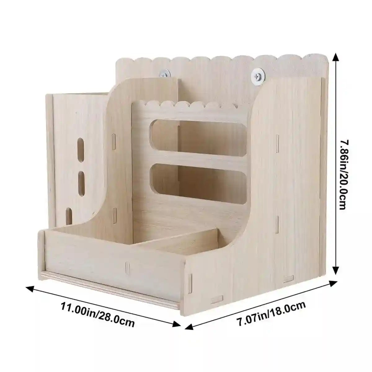 Wooden Feeder Stand for Small Pets Hay Rack Food and Water Holder