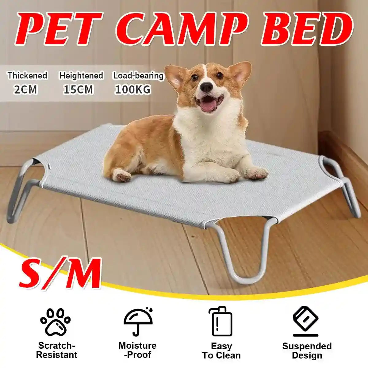 portable Camping dog bed with mesh surface and anti-slip legs