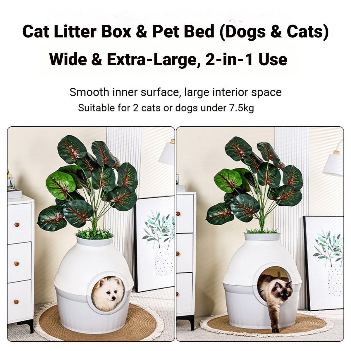 2 in 1 Cat Bed and Litter Box Flower Pot Style for Indoor Pet House Toilet