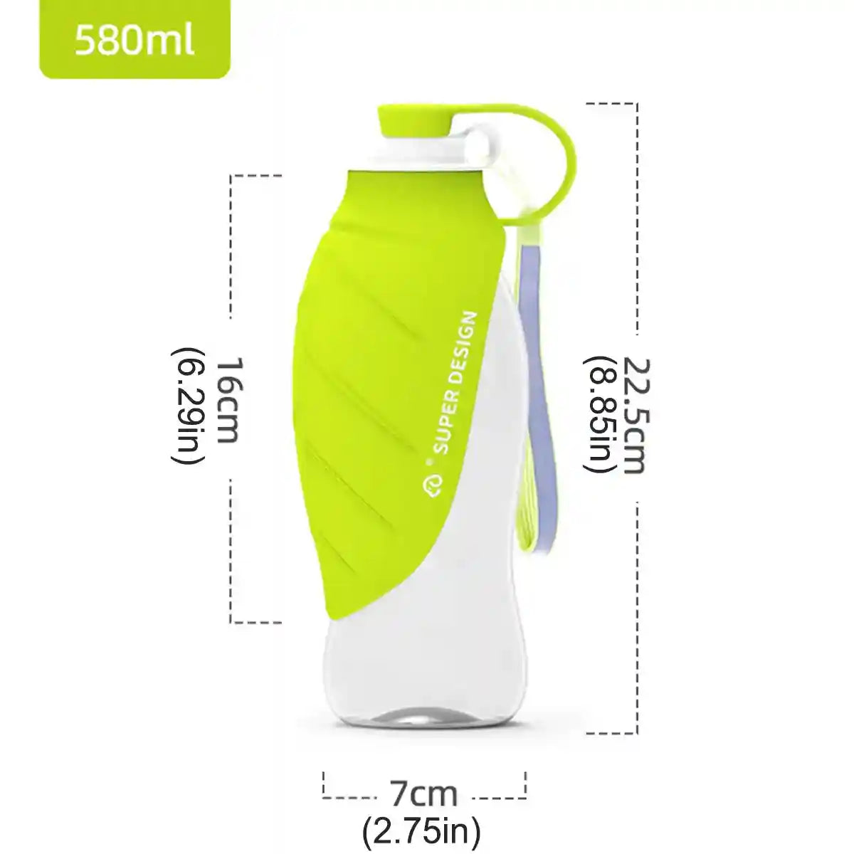 Portable Silicone Pet Drinking Cup with Leaf Bowl 580ml Water Bottle
