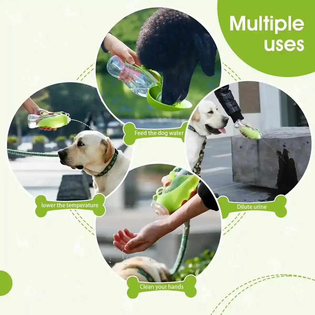 Portable Silicone Pet Drinking Cup with Leaf Bowl 580ml Water Bottle