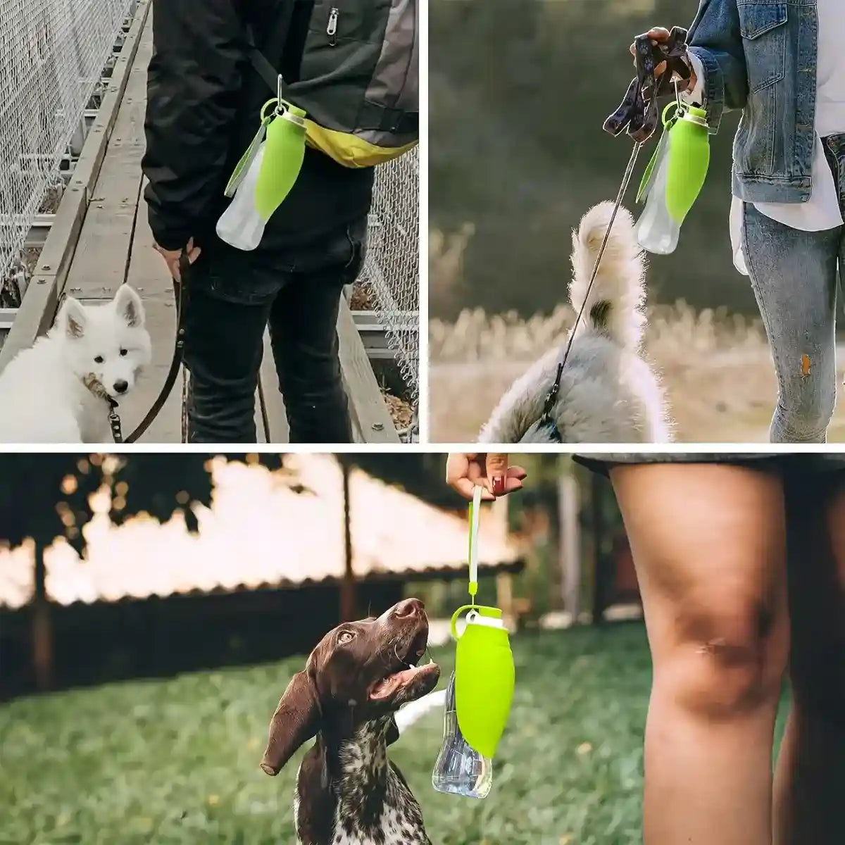 Portable Silicone Pet Drinking Cup with Leaf Bowl 580ml Water Bottle