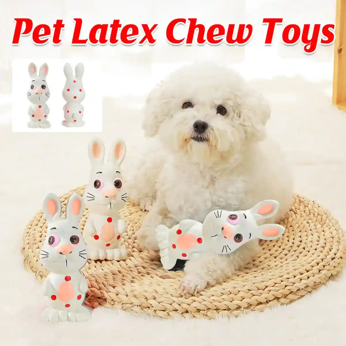 Durable Latex Dog Chew Toy Bunny Squeaky Toy for Dental Wellness