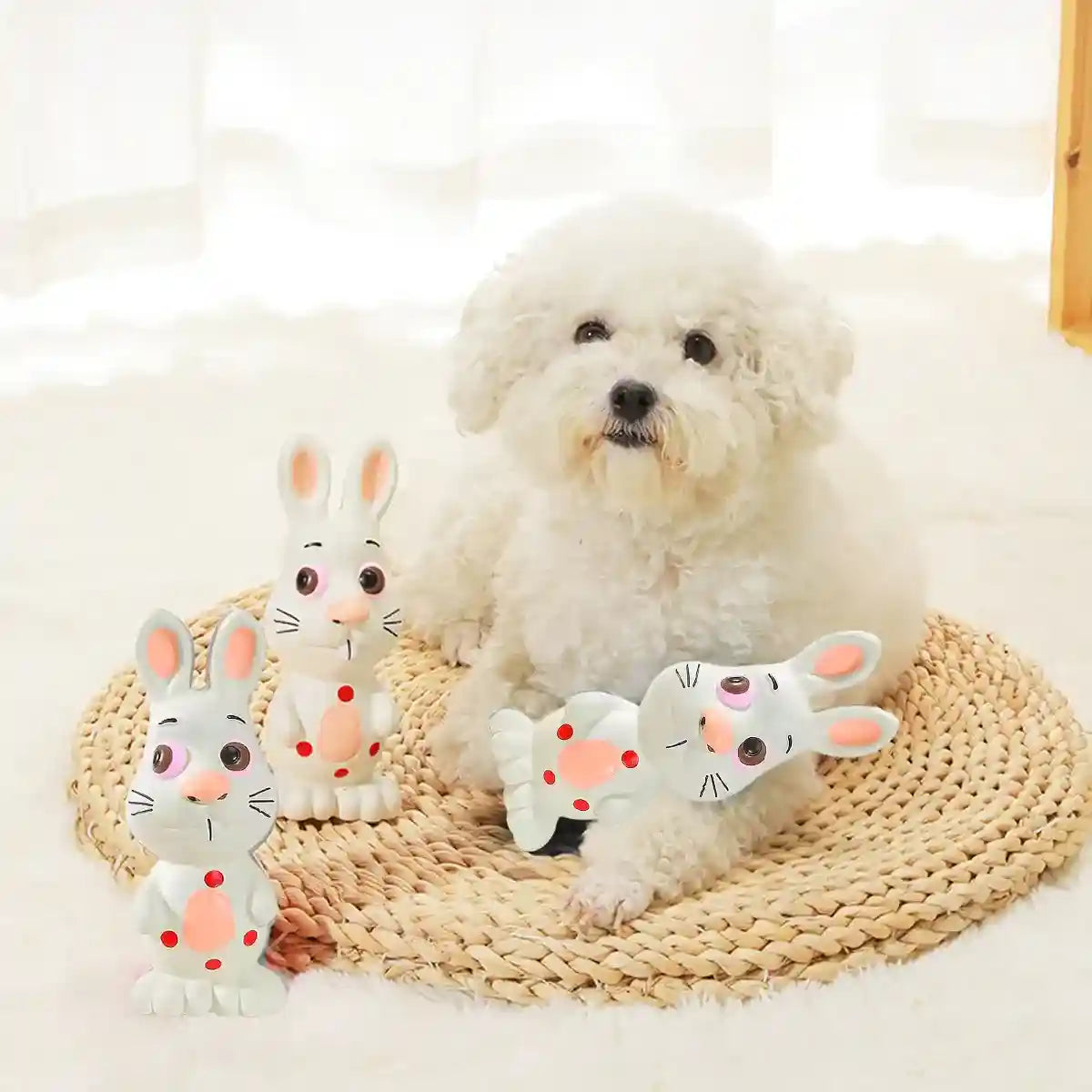 Durable Latex Dog Chew Toy Bunny Squeaky Toy for Dental Wellness