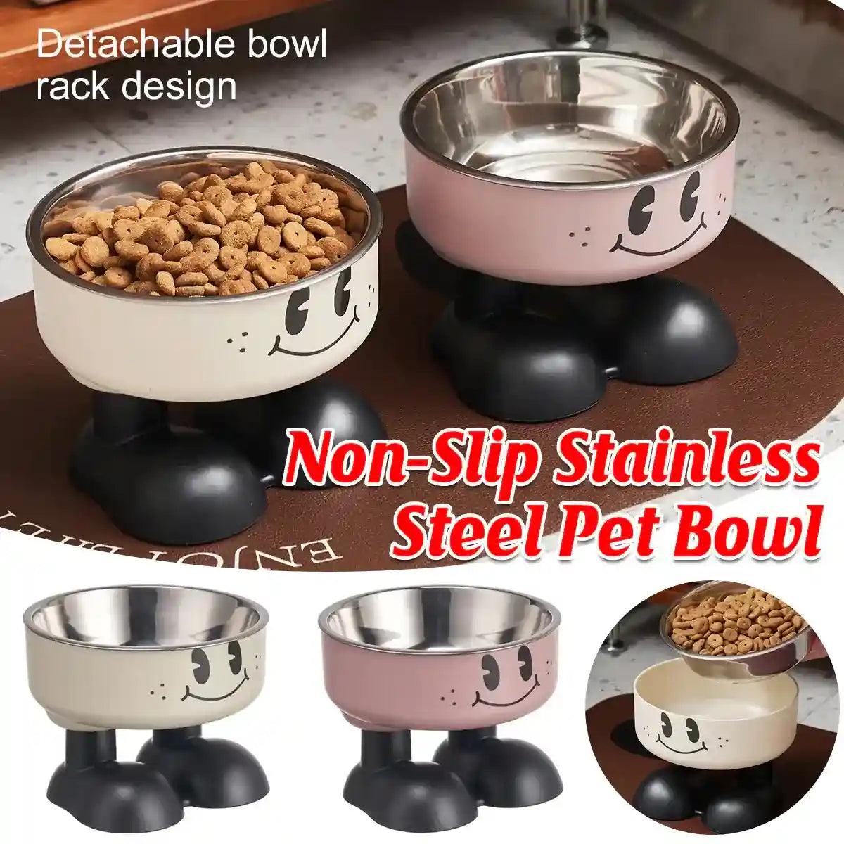 Non-Slip Stainless Steel Pet Bowl with Elevated Base