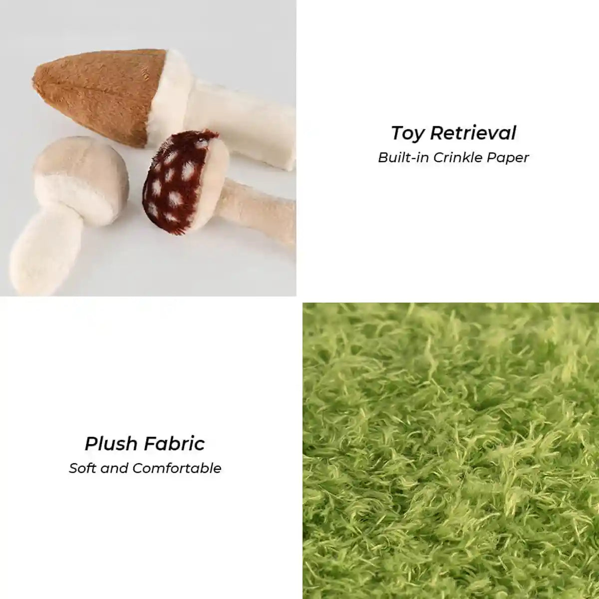 Mushroom Plush Pet Bed with Chew Toys for Small Cats and Dogs