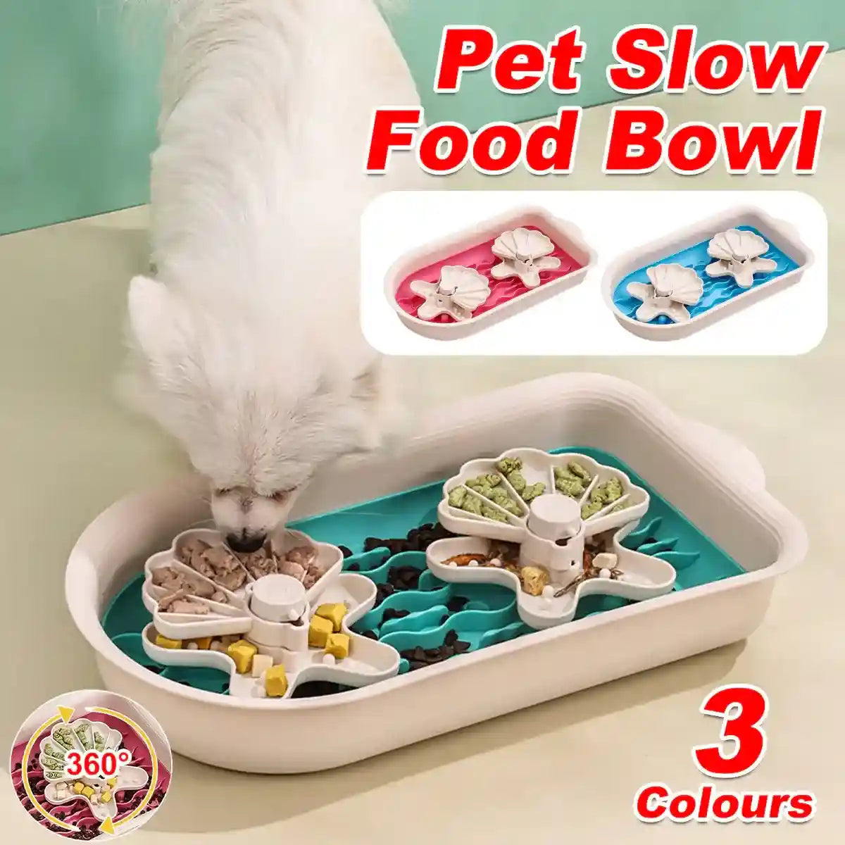Interactive slow feeder bowl with rotating puzzle trays