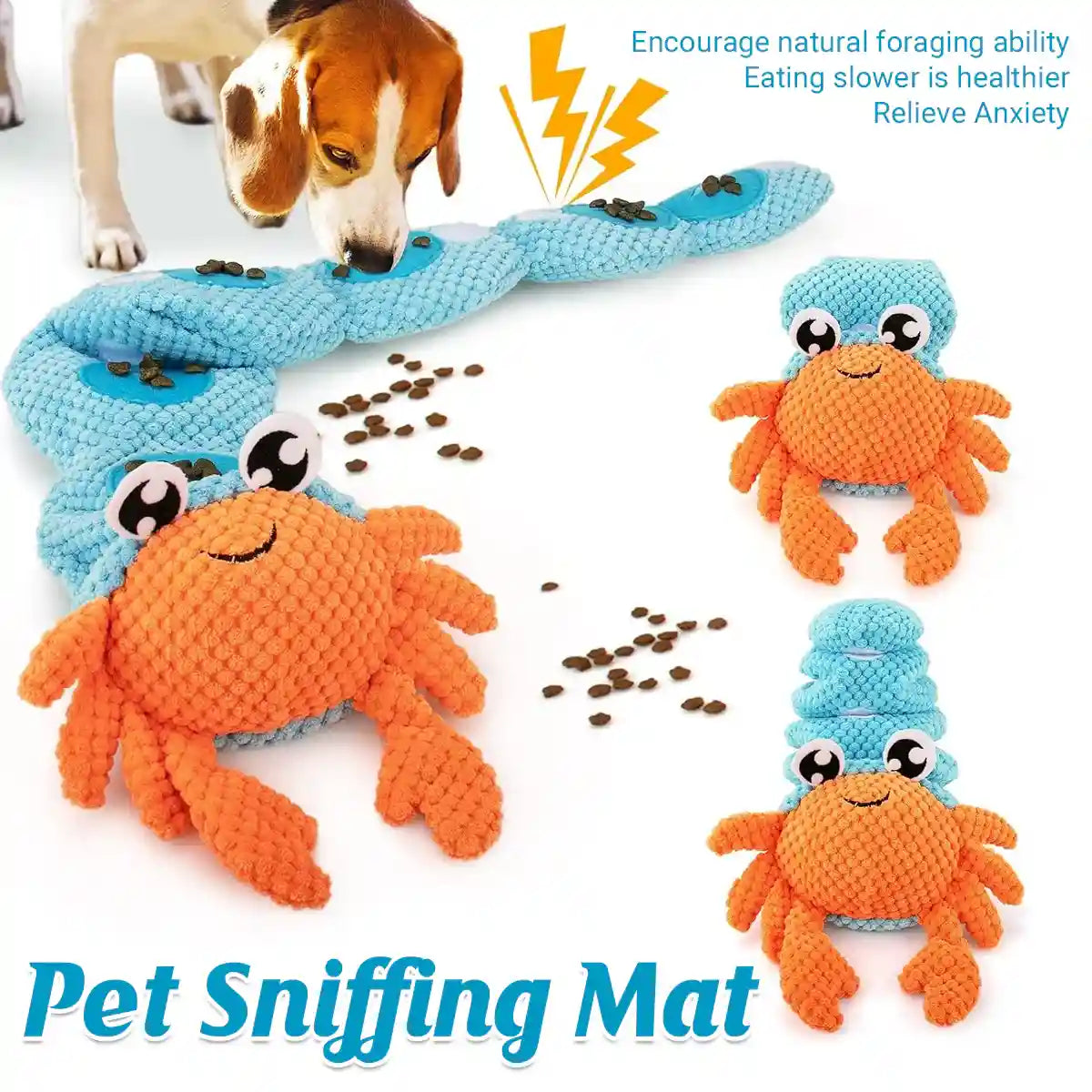 Crab Dog Snuffle Toy Sniffing Mat 31.4in Nose-Work Enrichment