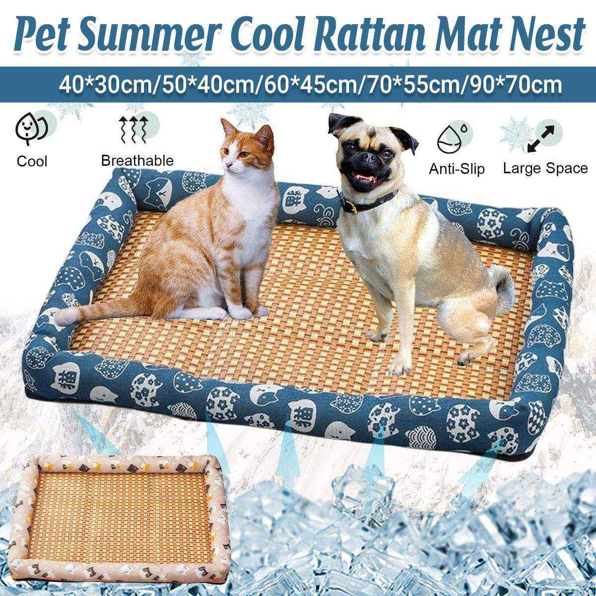 breathable rattan cooling pet mat for small dogs