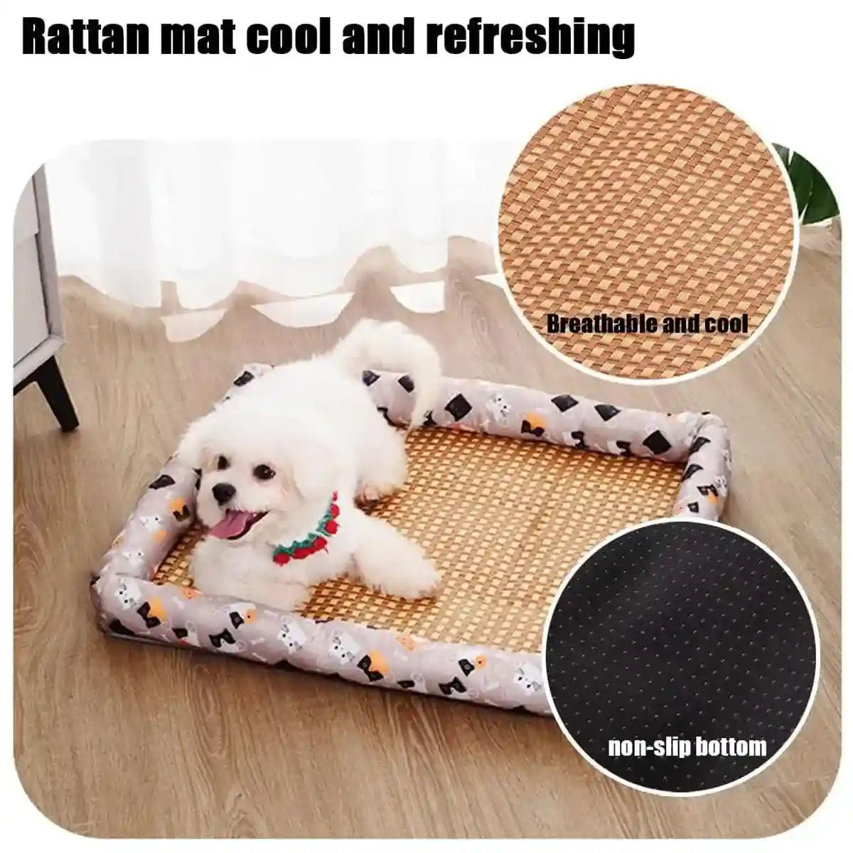 Breathable Rattan Summer Bed Comfortable & Cool Cooling Pet Mat