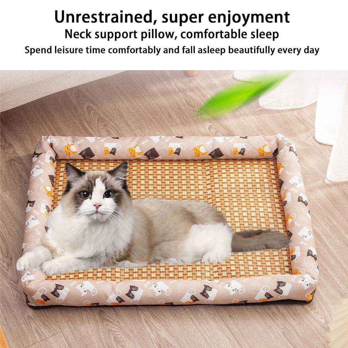 Breathable Rattan Summer Bed Comfortable & Cool Cooling Pet Mat