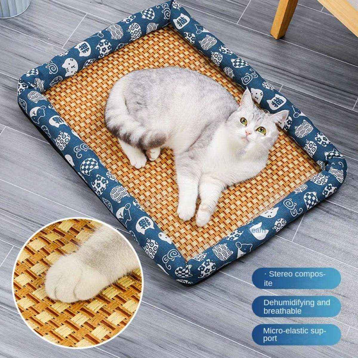 Breathable Rattan Summer Bed Comfortable & Cool Cooling Pet Mat
