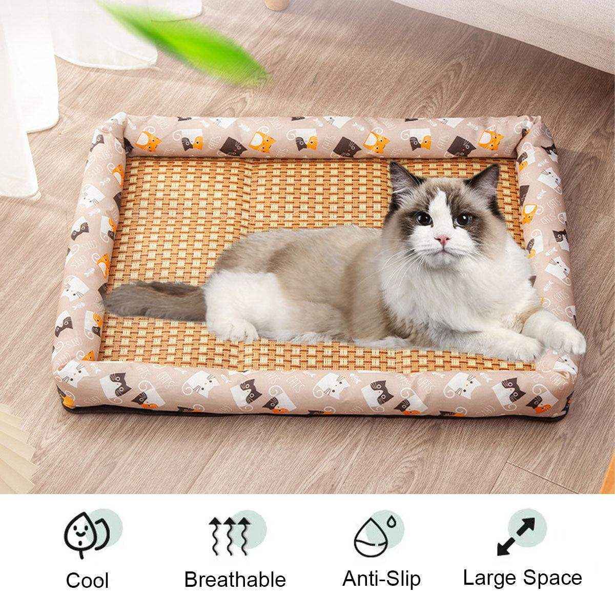 Breathable Rattan Summer Bed Comfortable & Cool Cooling Pet Mat