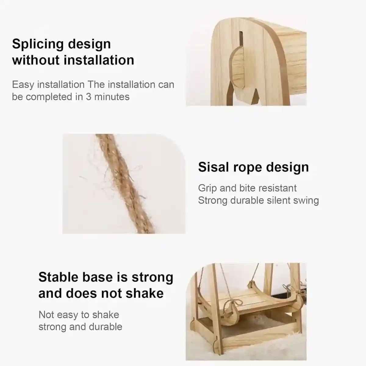 Wooden Swing Design Cat Hanging Beds for Small Pets