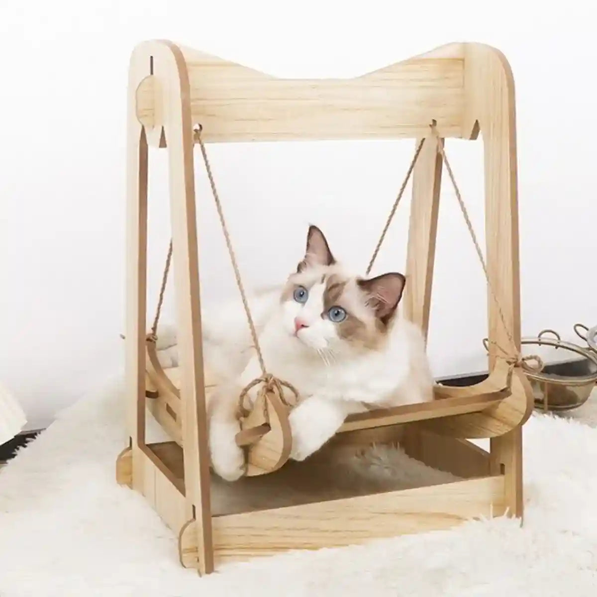 Wooden Swing Design Cat Hanging Beds for Small Pets