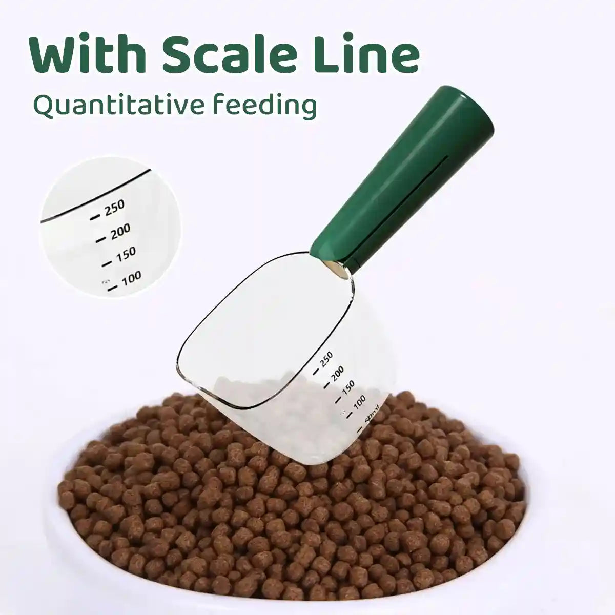 Pet Food Measuring Spoon with Clip Handle Precise 90–120g Scoop