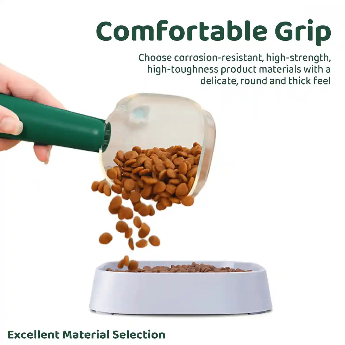 Pet Food Measuring Spoon with Clip Handle Precise 90–120g Scoop