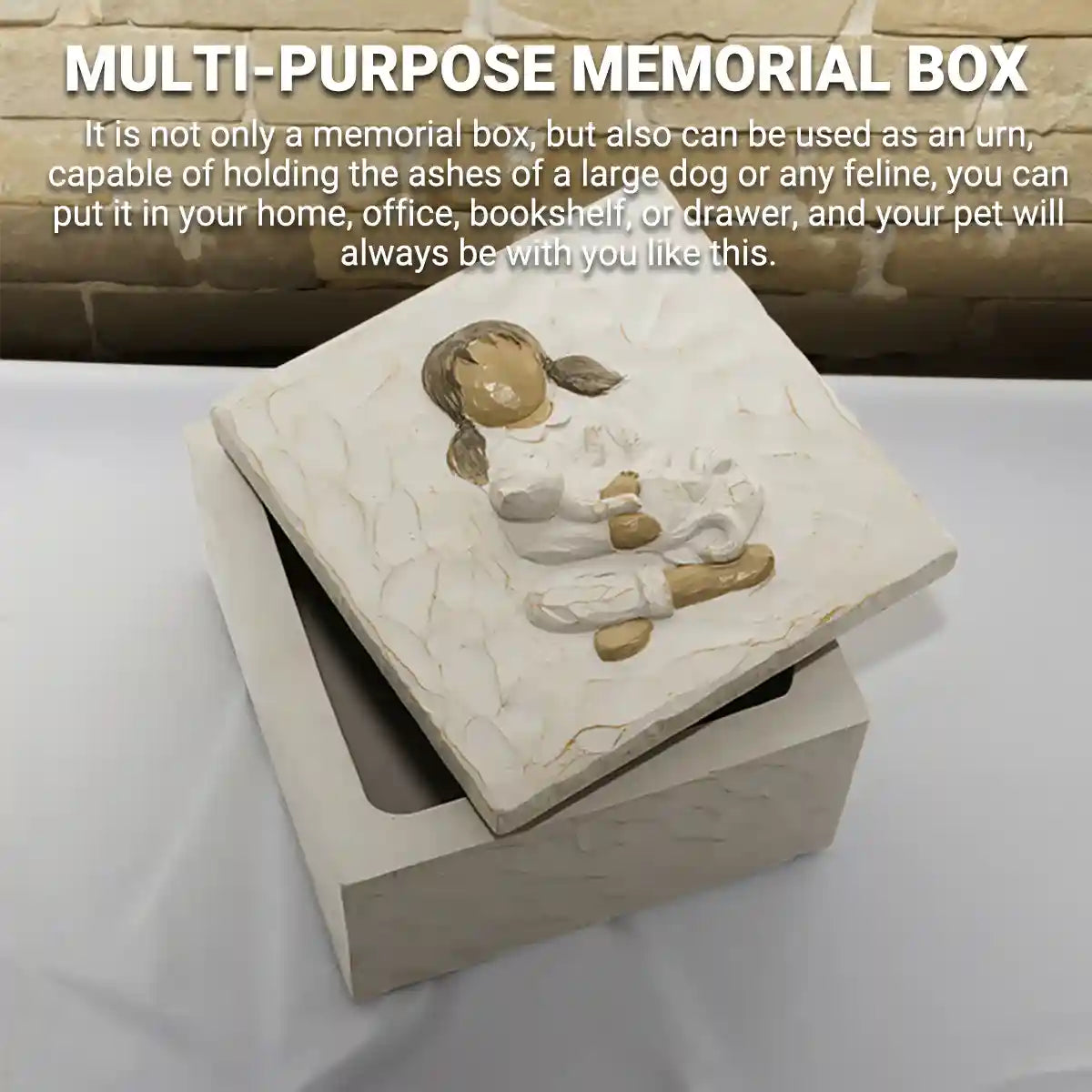 Keepsake Resin Pet Urn Memorial Box for Ashes and Mementos