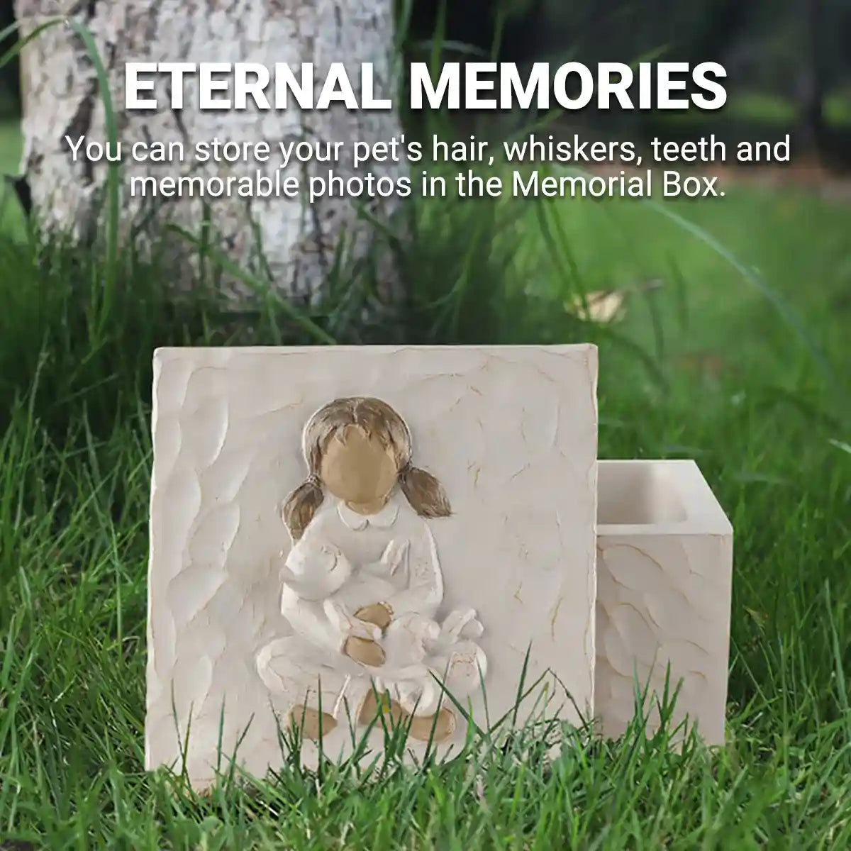 Keepsake Resin Pet Urn Memorial Box for Ashes and Mementos