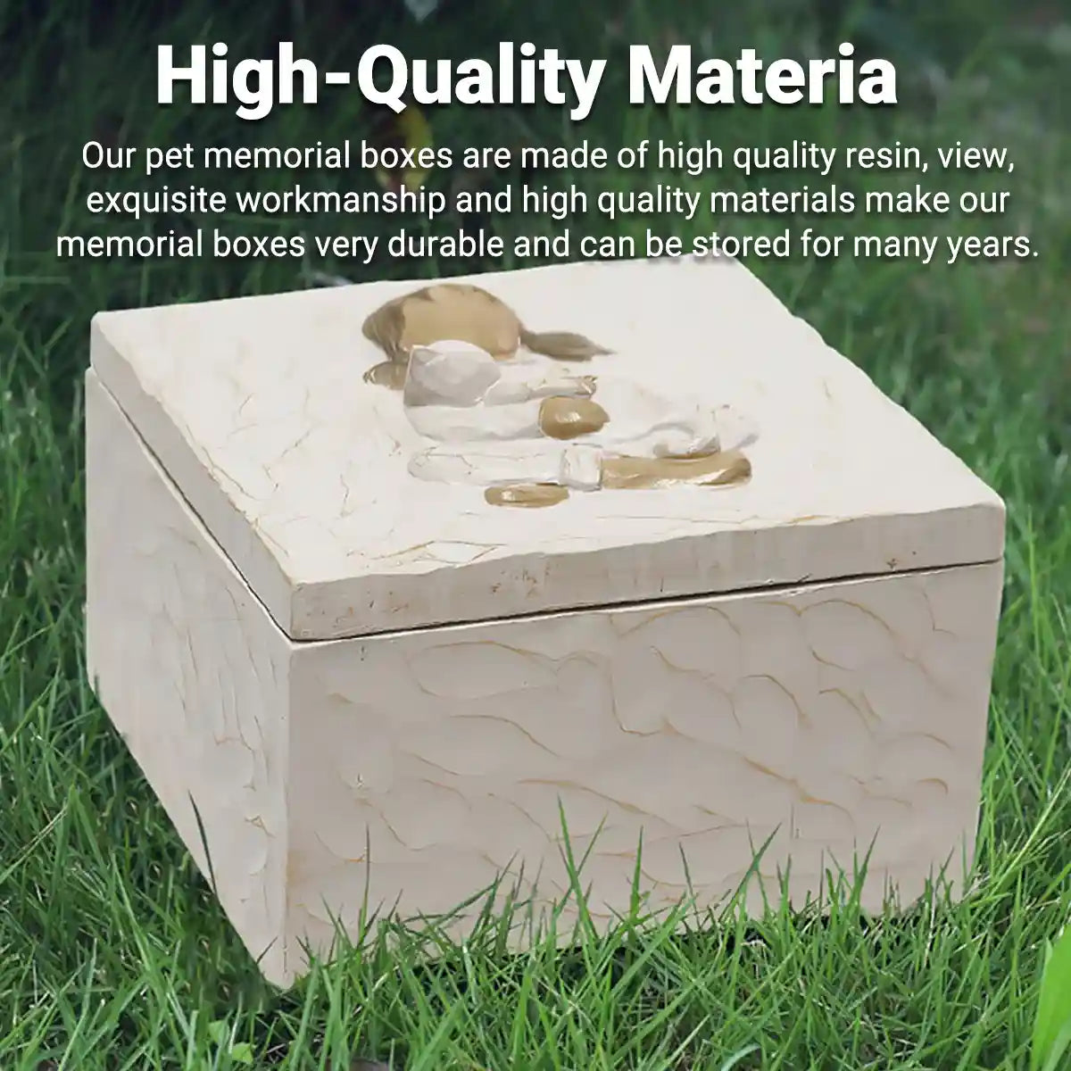 Keepsake Resin Pet Urn Memorial Box for Ashes and Mementos