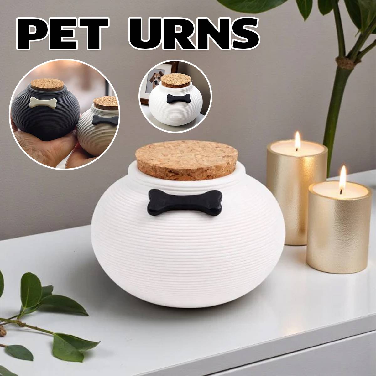 Pet Urn - Metal Memorial Urn for Cat & Dog Ashes