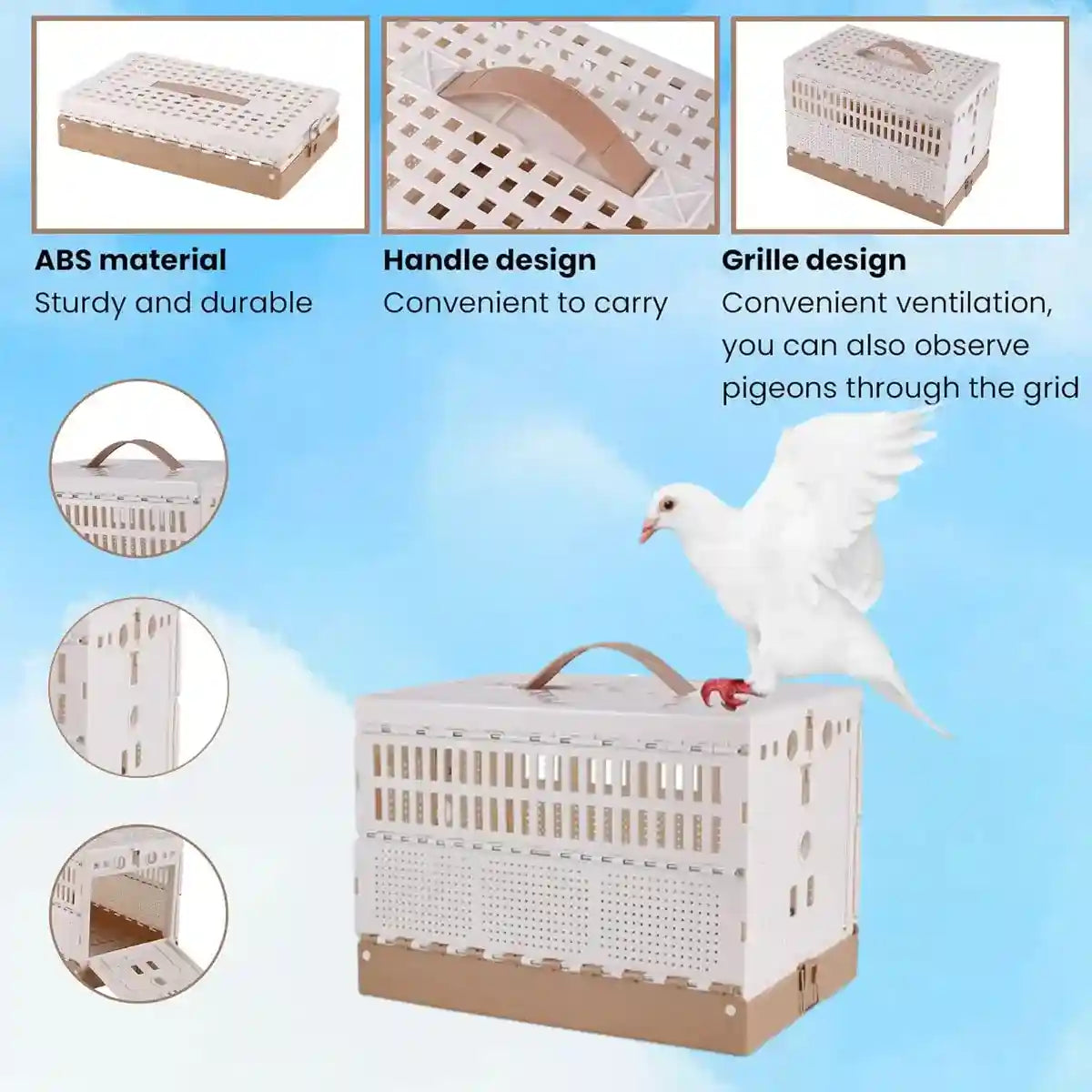 Foldable Pigeon Transport Cage with Dual Doors and Handle