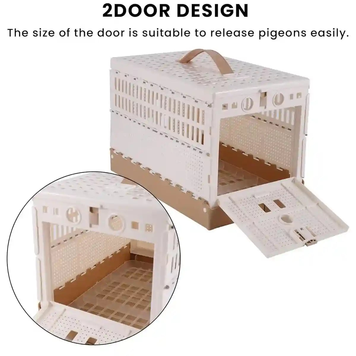 Foldable Pigeon Transport Cage with Dual Doors and Handle
