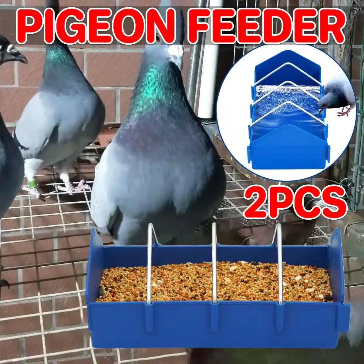 Anti-Spill Pigeon Feeder 2PCS Durable Bird Poultry Feeding Trough