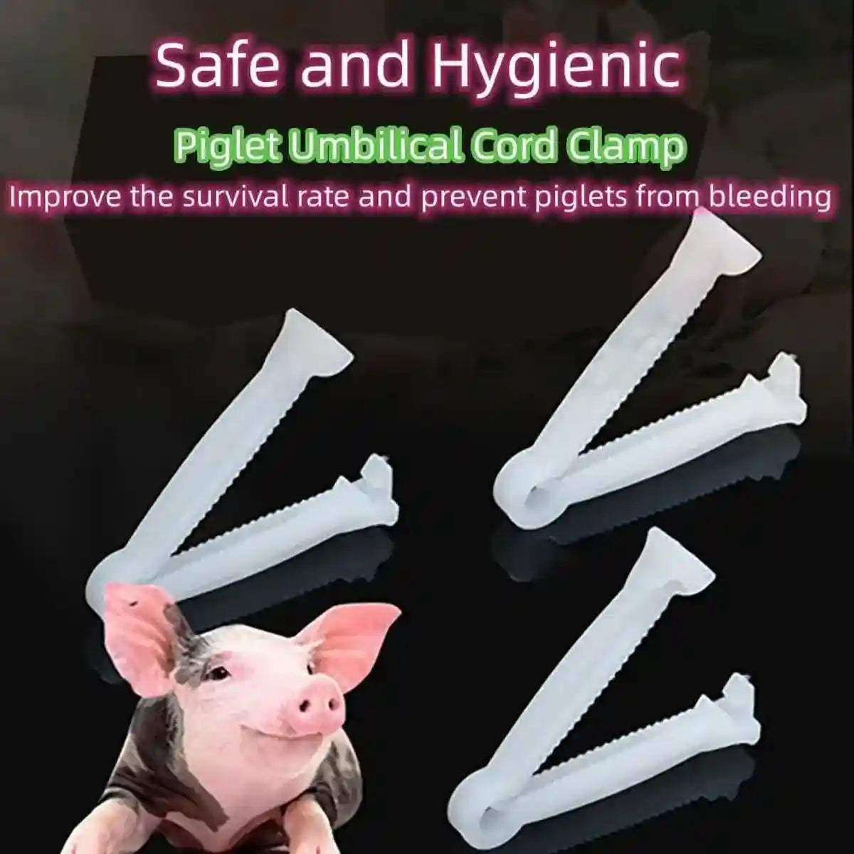 100PCS Piglet Care Umbilical Cord Clamps for Newborn Livestock