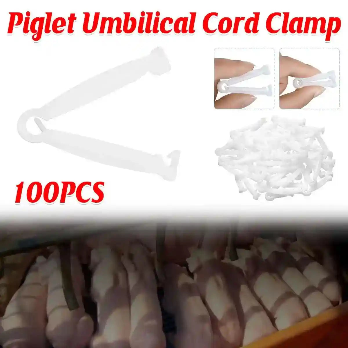 100PCS Piglet Care Umbilical Cord Clamps for Newborn Livestock