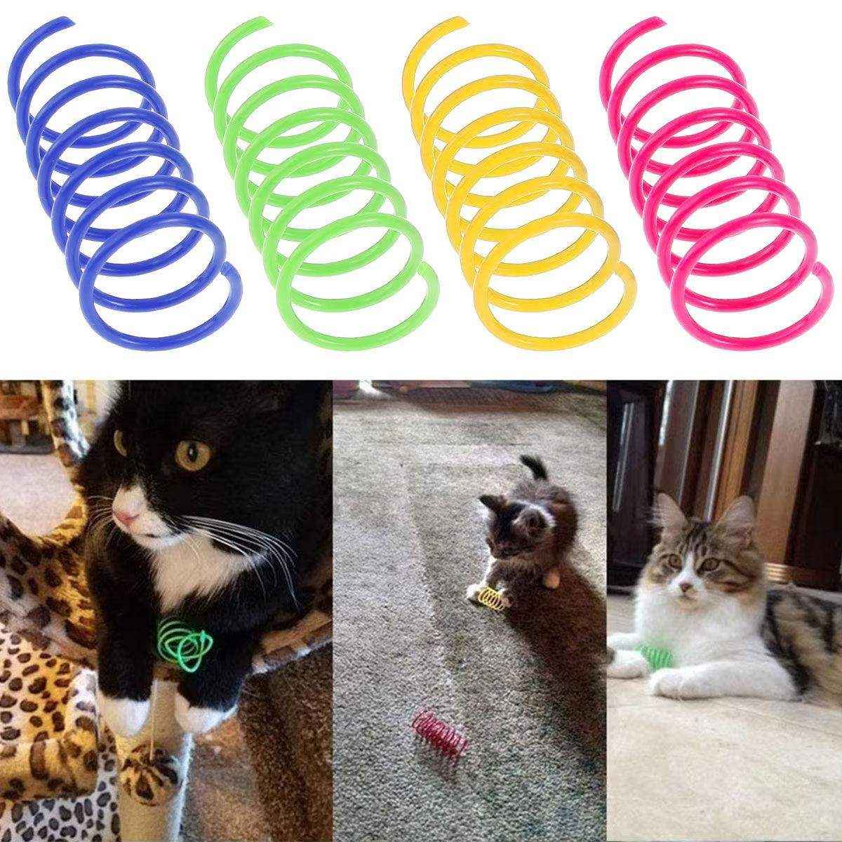 Interactive Spring Cat Toy Colorful Plastic Springs for Indoor Play
