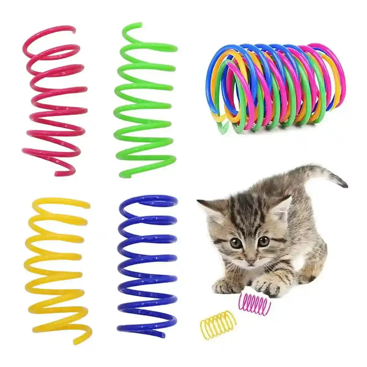 Interactive Spring Cat Toy Colorful Plastic Springs for Indoor Play