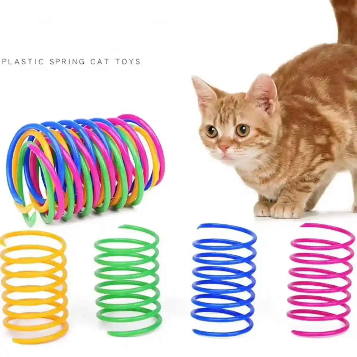Interactive Spring Cat Toy Colorful Plastic Springs for Indoor Play