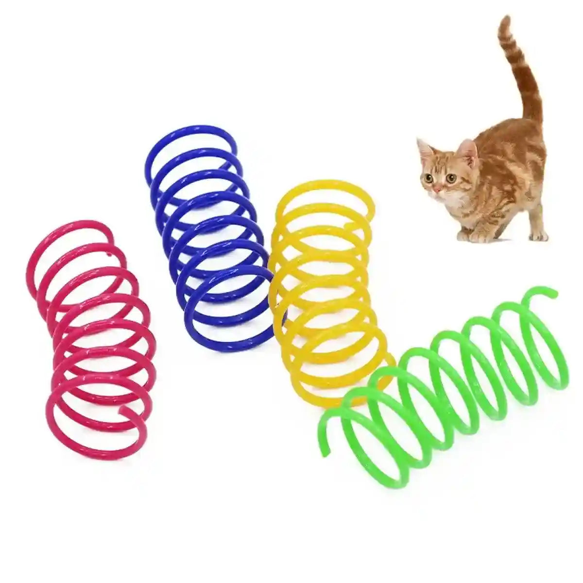 Interactive Spring Cat Toy Colorful Plastic Springs for Indoor Play