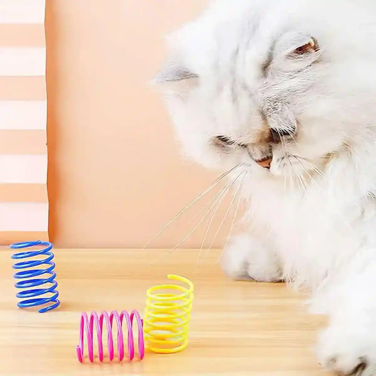 Interactive Spring Cat Toy Colorful Plastic Springs for Indoor Play
