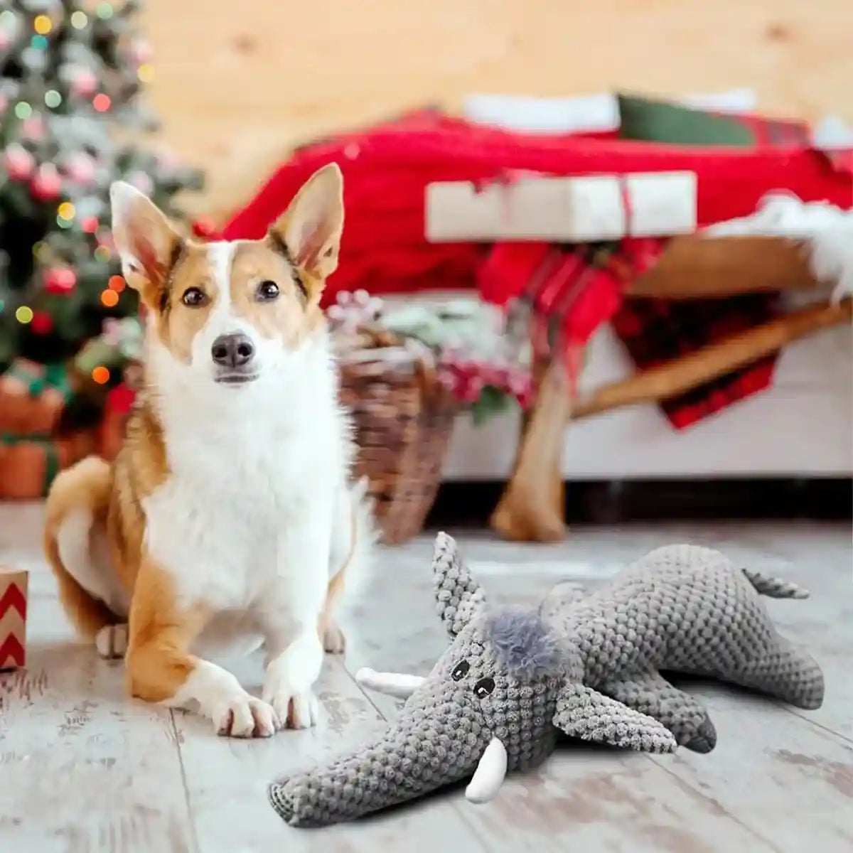 Plush Squeaky Dog Toy Soft Corn Fleece Chew Animal Design