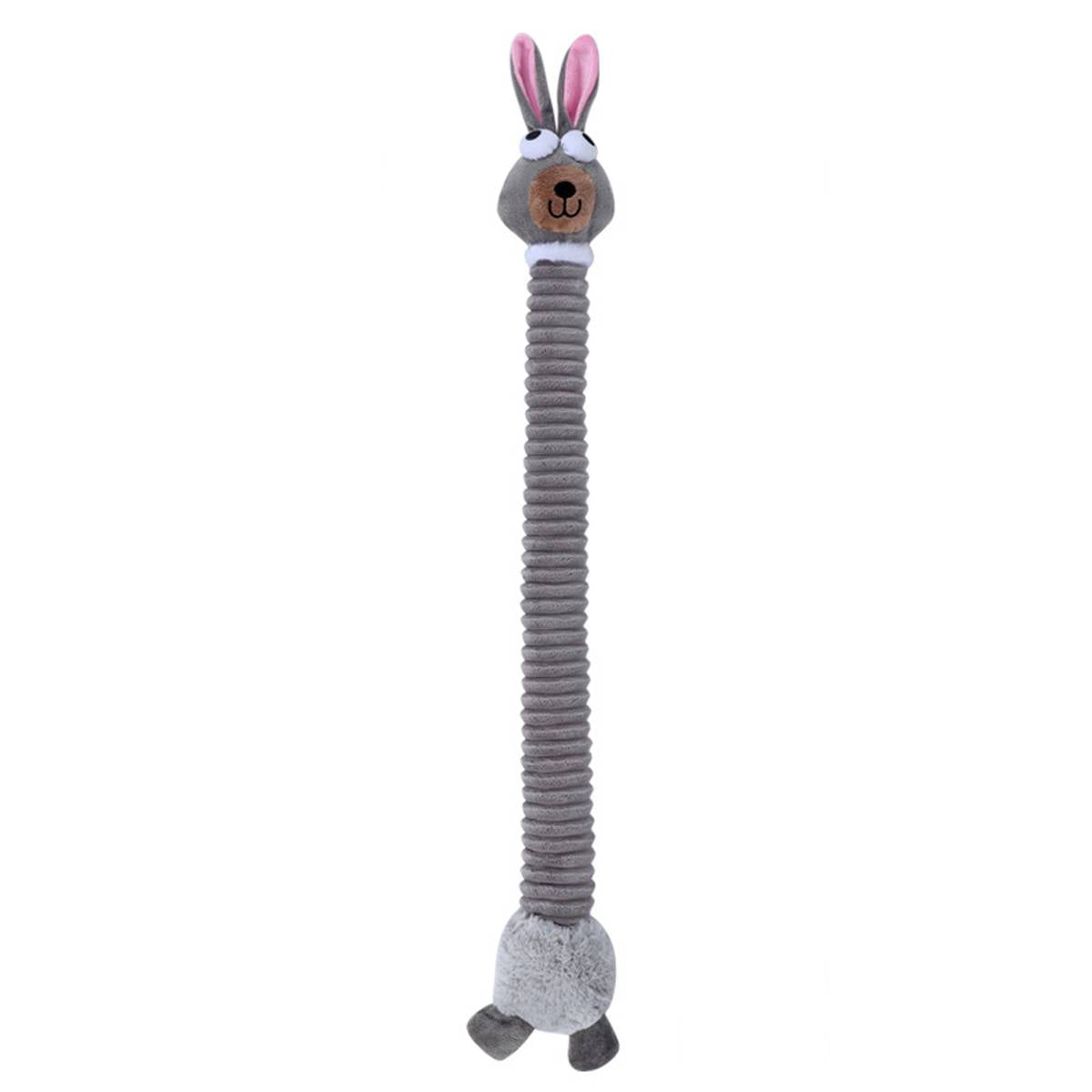 Plush Long Necked Squeaky Dog Toy Rabbit Interactive Tug of War Chew Toy