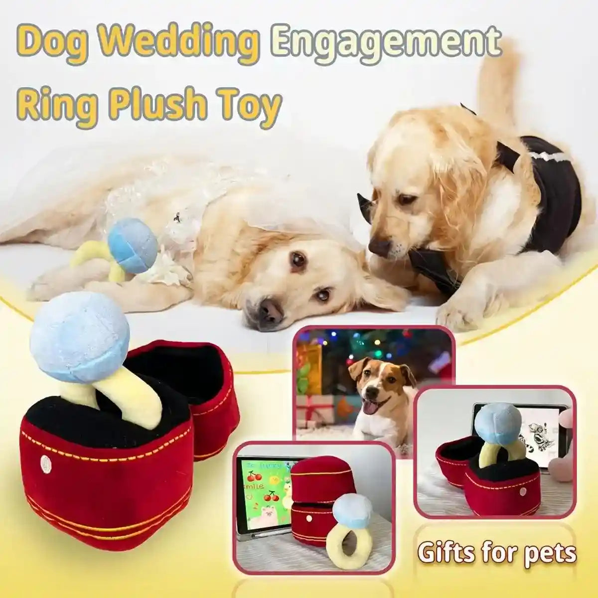 Plush Ring Box Pet Toy Soft & Interactive Chew Toy for Small Dogs & Cats