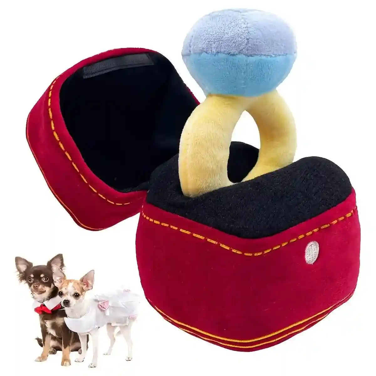 Plush Ring Box Pet Toy Soft & Interactive Chew Toy for Small Dogs & Cats