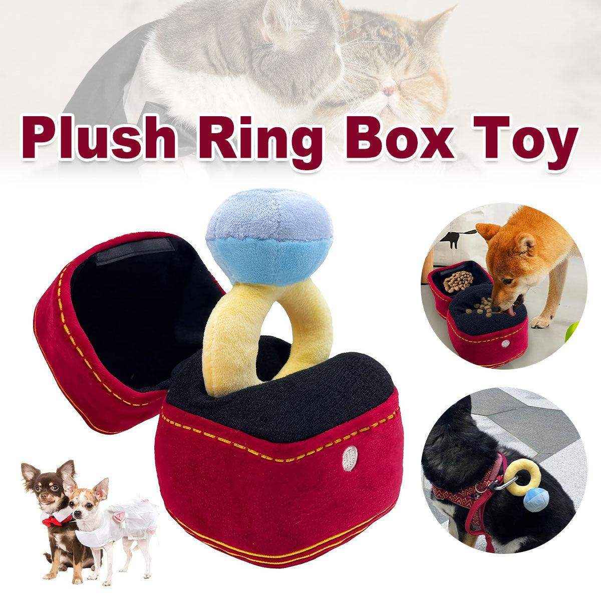 Ring box shaped plush dog toy for small dogs and cats