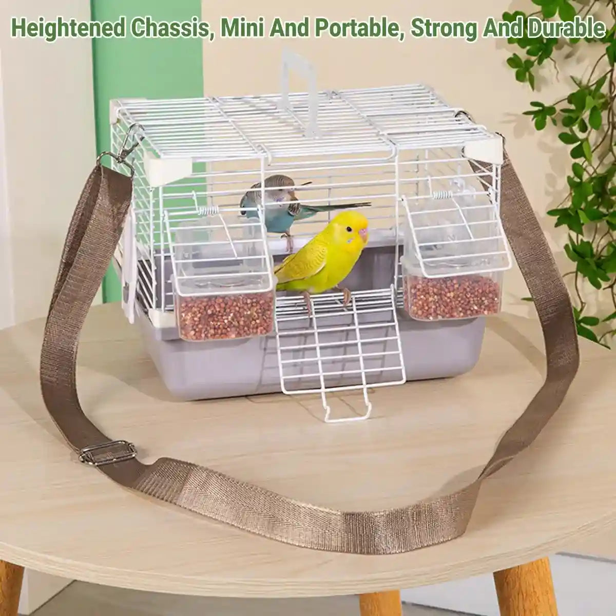Portable Bird Cage with Shoulder Strap for Travel and Small Pets
