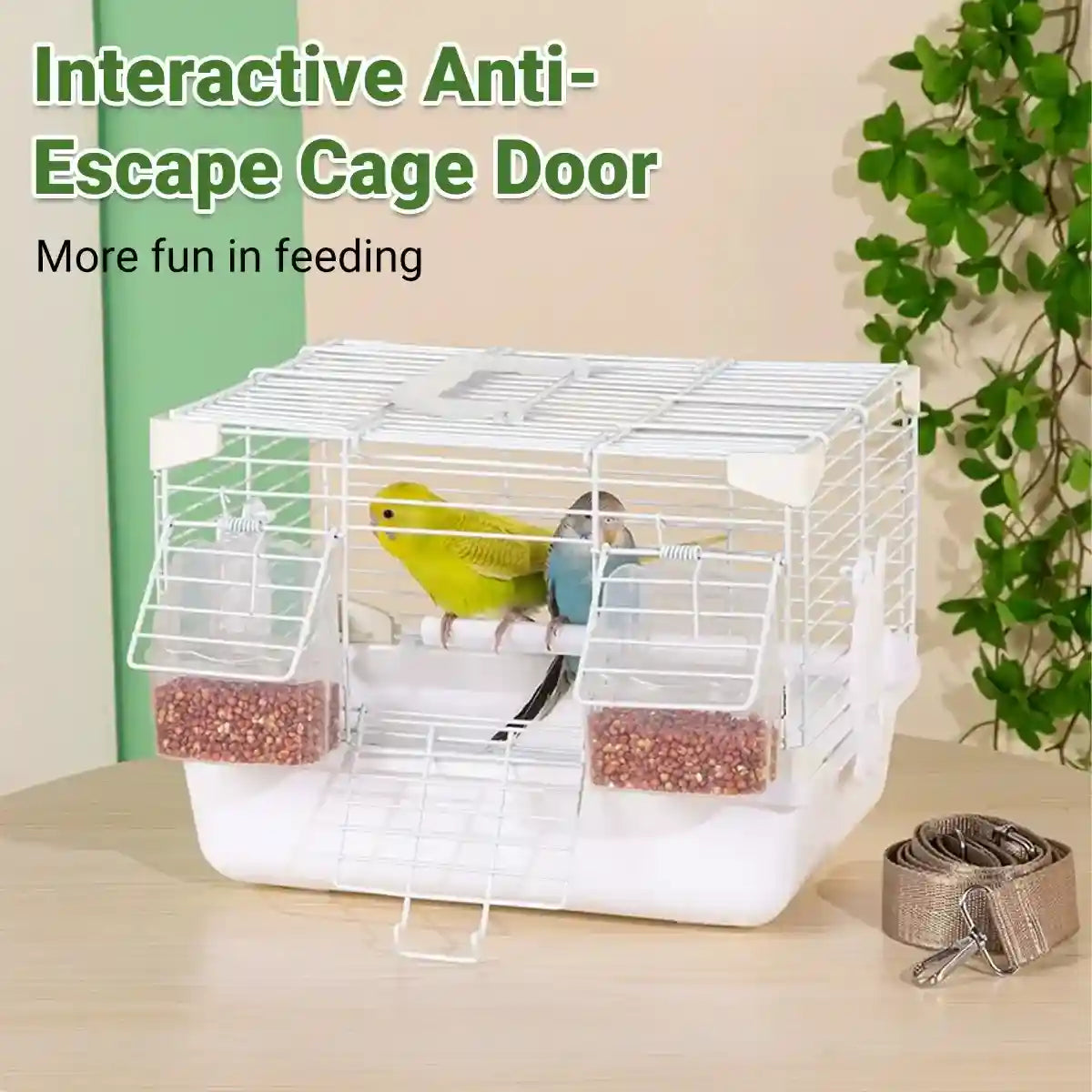 Portable Bird Cage with Shoulder Strap for Travel and Small Pets