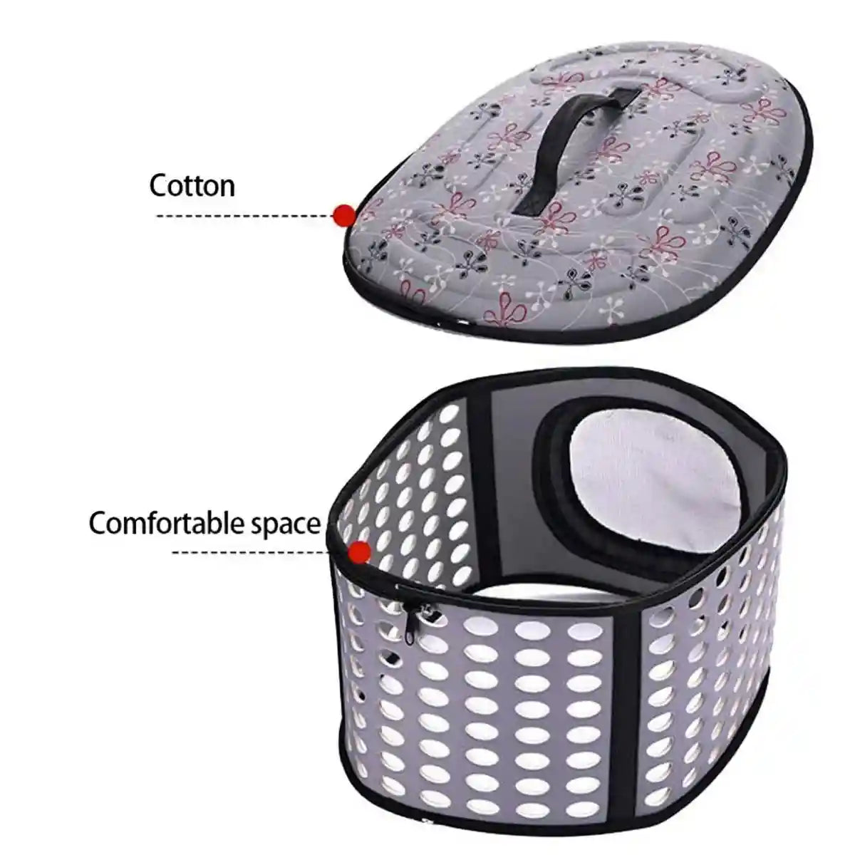 Foldable EVA Pet Carrier Bag with Ventilation and Cotton Lining