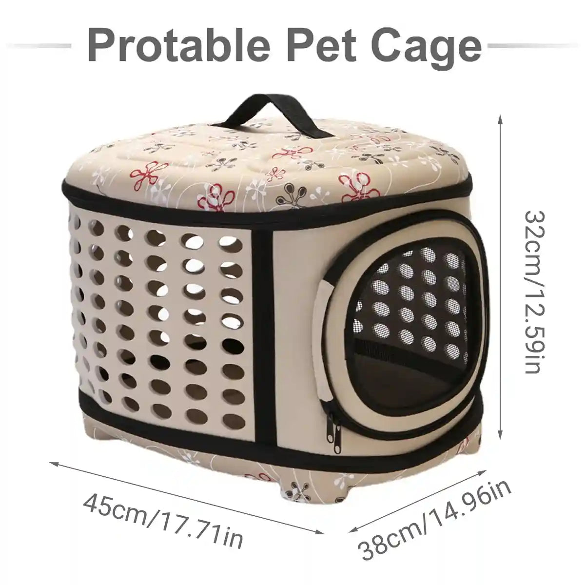 Foldable EVA Pet Carrier Bag with Ventilation and Cotton Lining