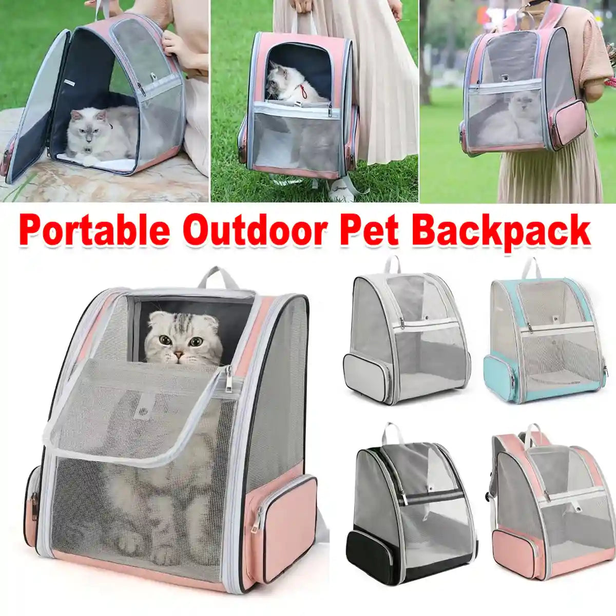 Large Foldable Breathable Portable Cat Dog Bag Pet Backpack