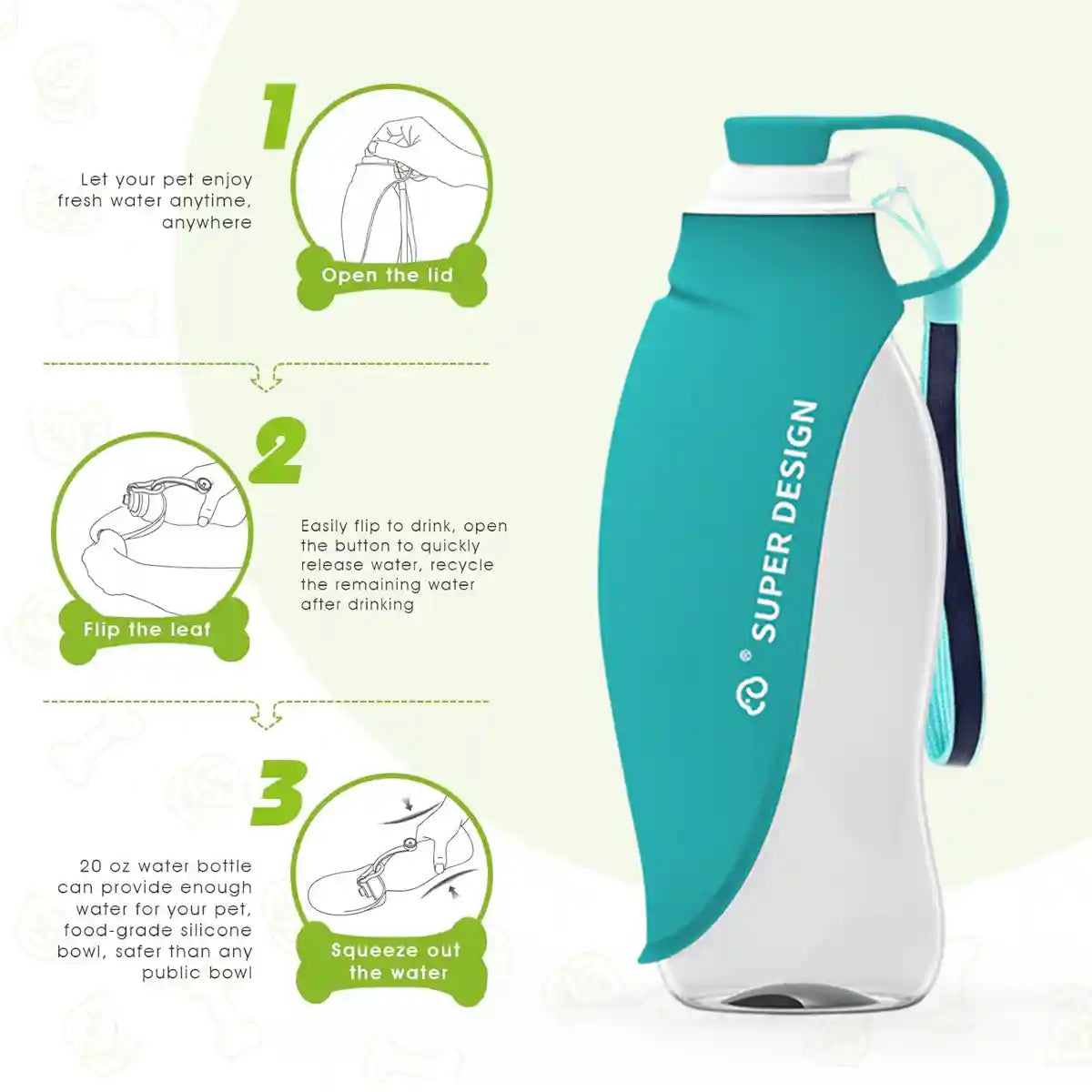 Portable Dog Water Bottle Foldable Travel Dog & Cat Drinking Bottle